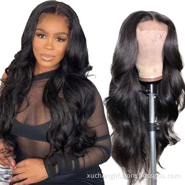 Long Human Hair Body Wave Closure Brazilian Virgin HD Lace Frontal Wig Black Women 16 18 20 22 24 26 28 30 32 34 36 38 40 Inch
